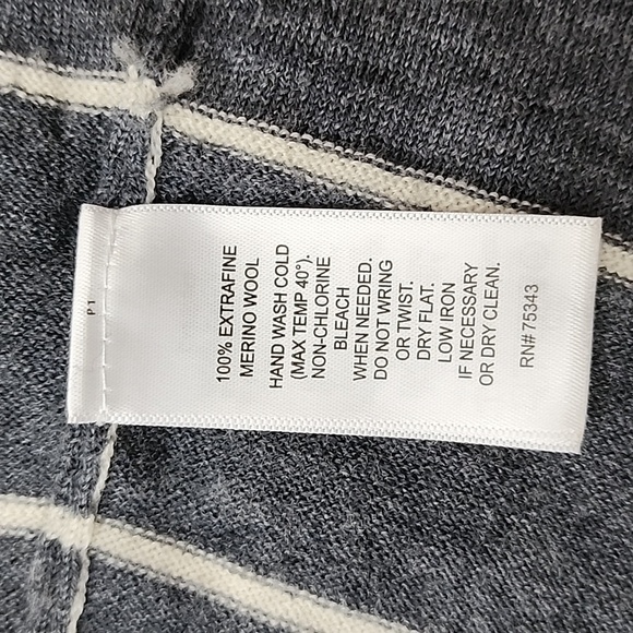 Cynthia Rowley 100% Extrafine Merino Wool Open Front Long  Cardigan Cream Grey M - Picture 6 of 8